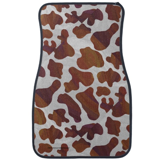 Cow Brown and White Print Car Floor Mat (Front)