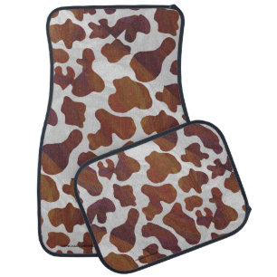 Cow Brown and White Print Car Mat