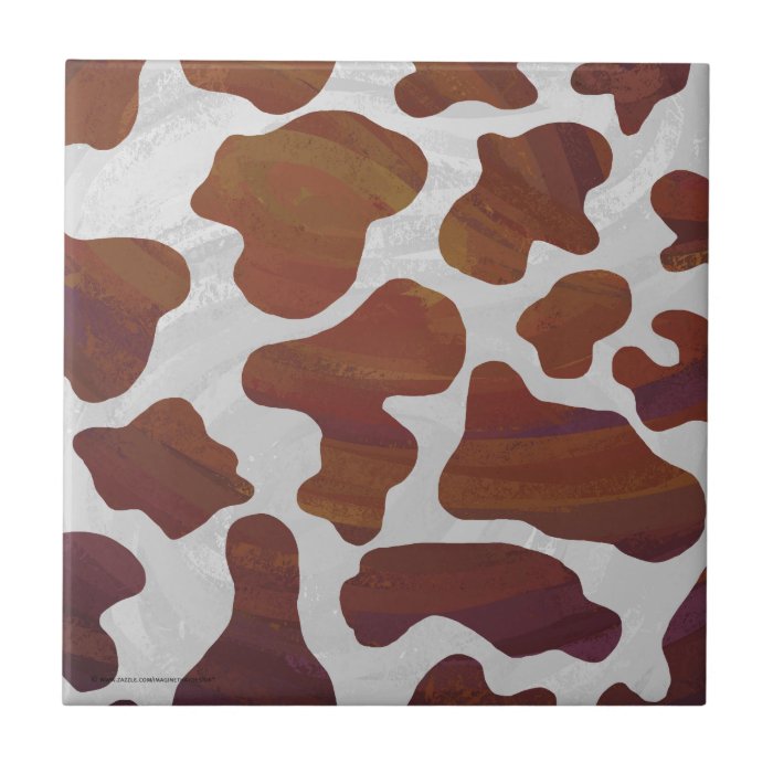 Cow Brown and White Print Ceramic Tile