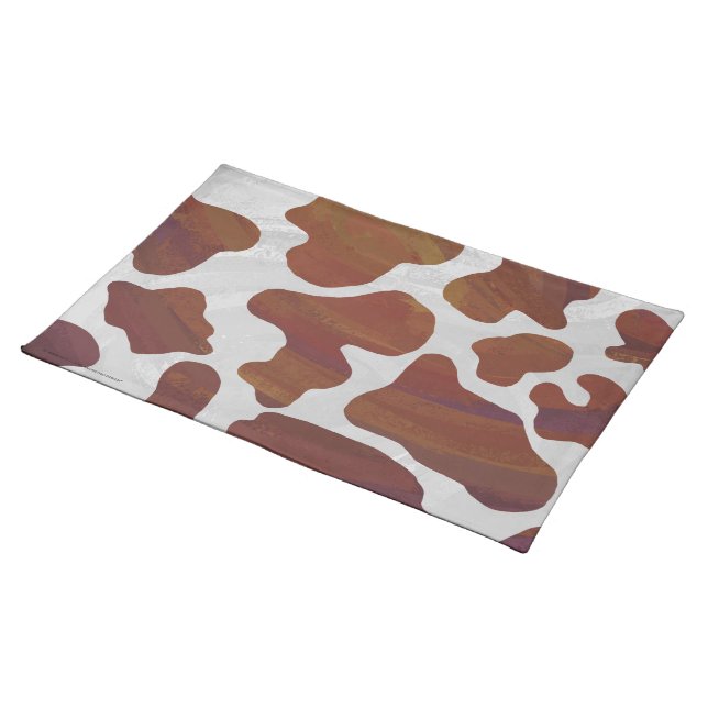 Cow Brown and White Print Cloth Placemat (On Table)