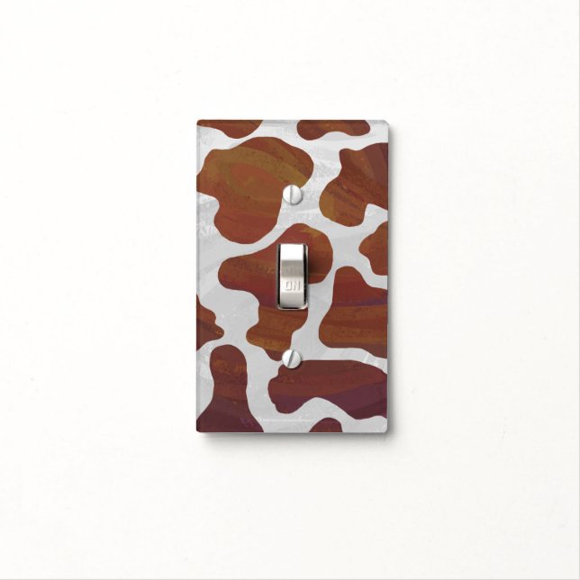 Cow Brown and White Print Light Switch Cover (In Situ)