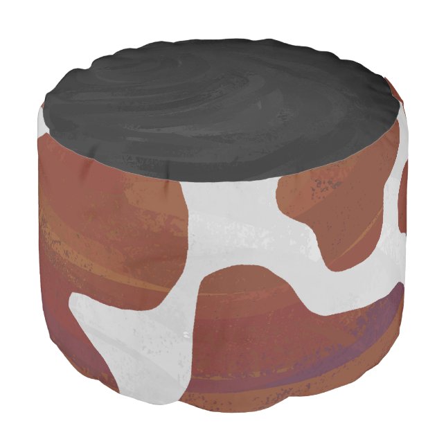 Cow Brown and White Print Pouf (Angled Front)