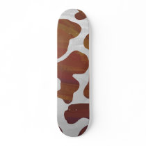 Cow Brown and White Print Skateboard