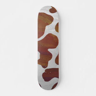 Cow Brown and White Print Skateboard Deck