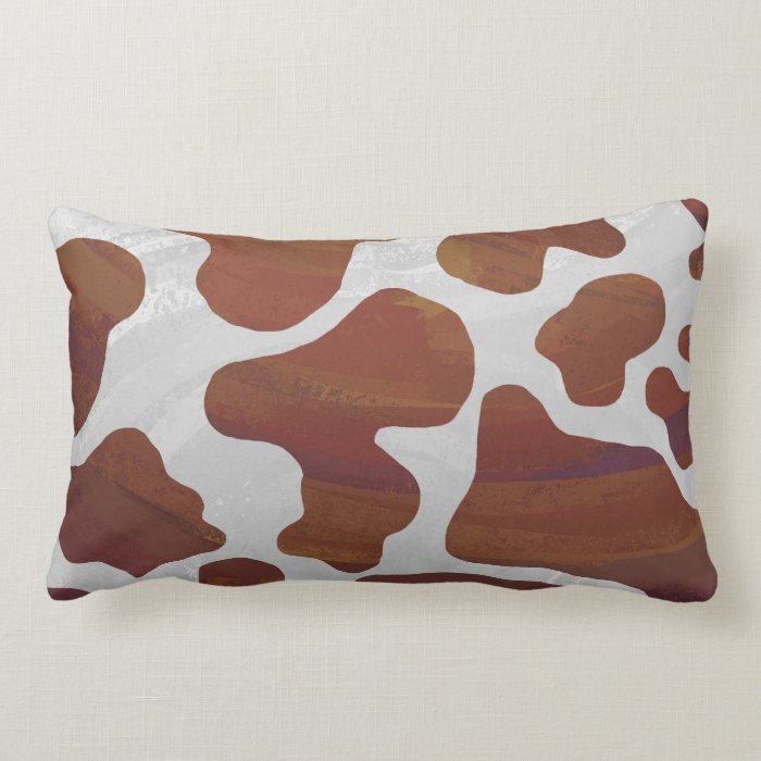 Cow Brown and White Print Throw Pillows