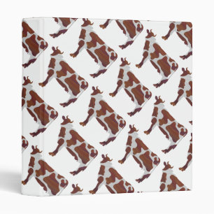 Cow Brown and White Silhouette 3 Ring Binder