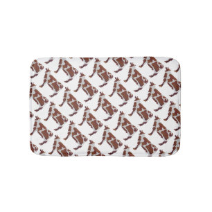 Cow Brown and White Silhouette Bathroom Mat