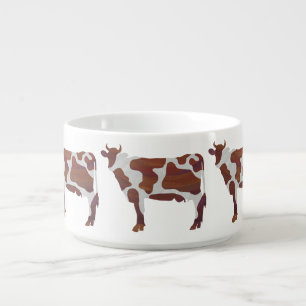 Cow Brown and White Silhouette Bowl