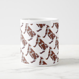 Cow Brown and White Silhouette Large Coffee Mug