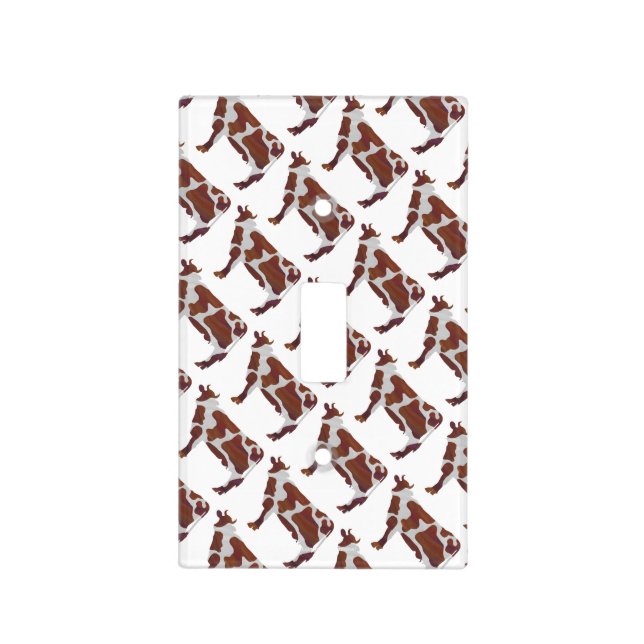 Cow Brown and White Silhouette Light Switch Cover (Front)