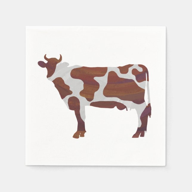 Cow Brown and White Silhouette Napkins (Front)