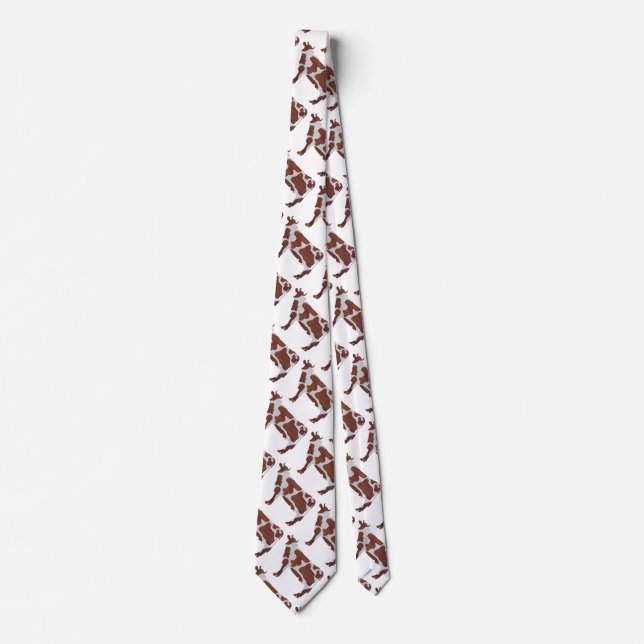 Cow Brown and White Silhouette Neck Tie (Front)