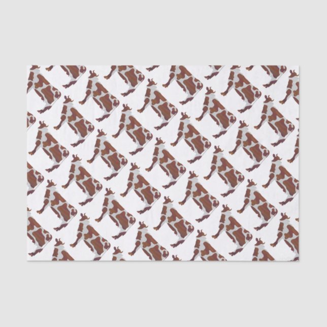 Cow Brown and White Silhouette Tissue Paper (Front)
