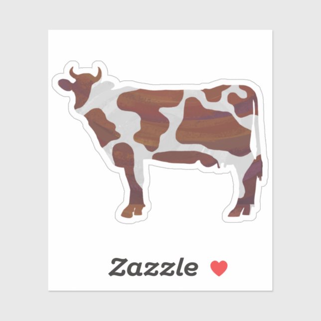 Cow brown and white spot silhouette sticker (Sheet)