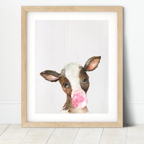 Cow Bubble Farm Nursery Art Print