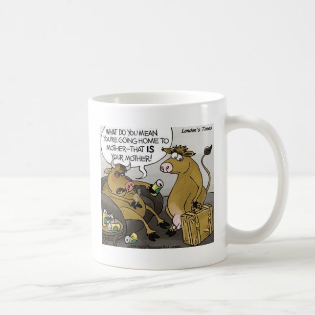 Cow Bull Divorce Funny Cartoon Gifts & Tees Coffee Mug (Right)