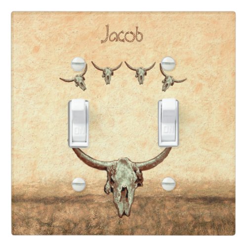 Cow Bull Skull Brown Western Country Rustic Style Light Switch Cover