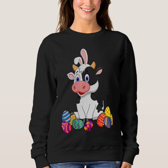 Cow Bunny Ear With Egg Easter Easter Day Classic Sweatshirt (Front)