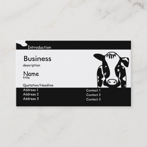 Customizable Cow Business Business Card