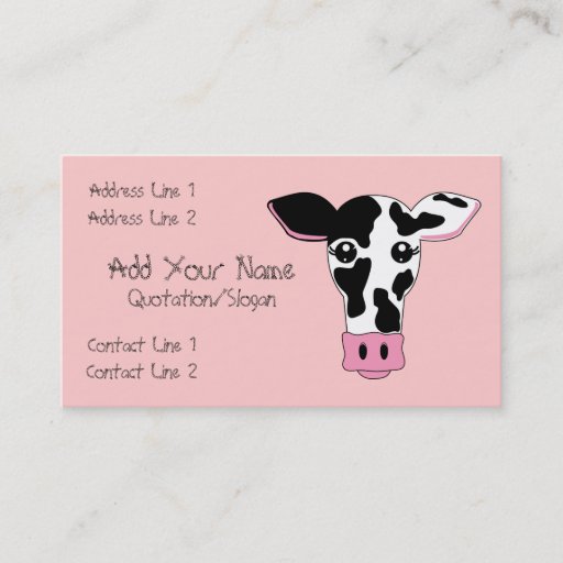 Customizable Cow Business Cards