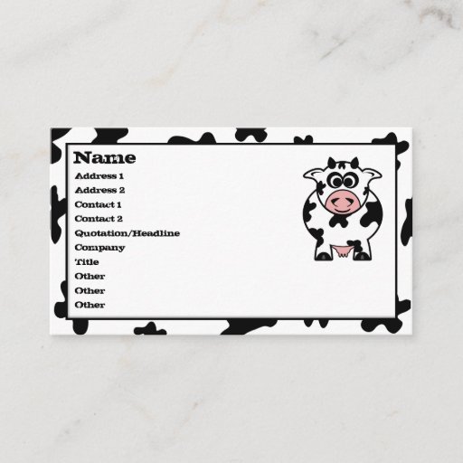 Customizable Cow Business Cards