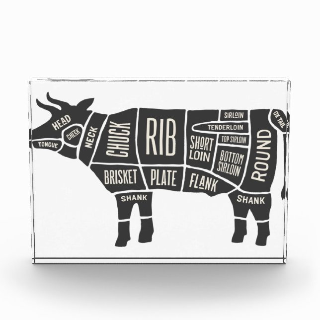 Cow Butcher Chart Acrylic Award (Front)