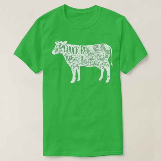 Cow Butcher s - Beef Cuts Diagram  T-Shirt (Design Front)