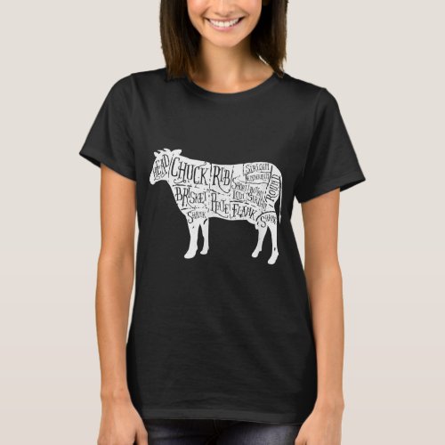 Cow Butchers Beef Cuts Diagram T_Shirt
