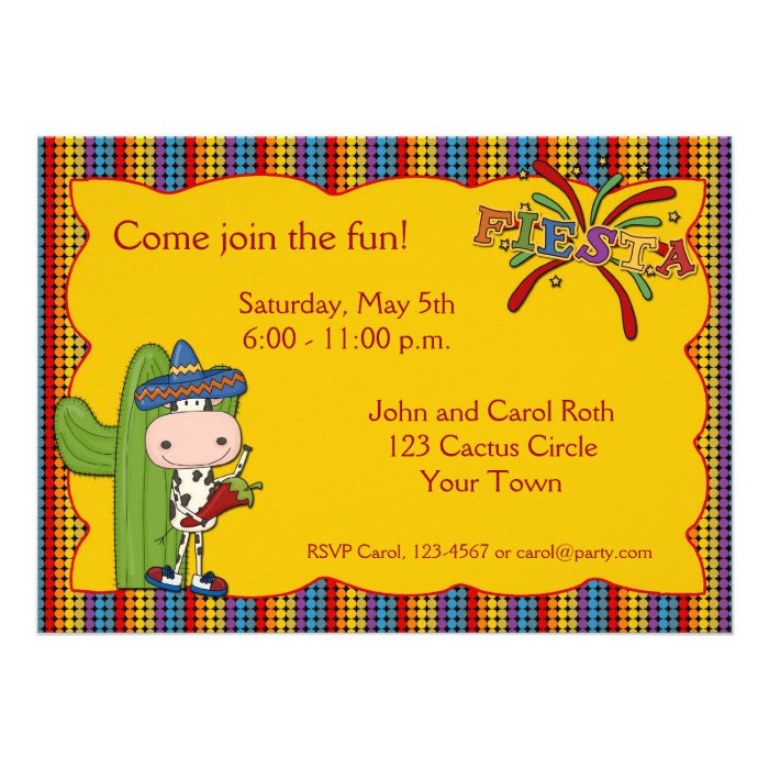 Cow Cactus Fiesta Invitation