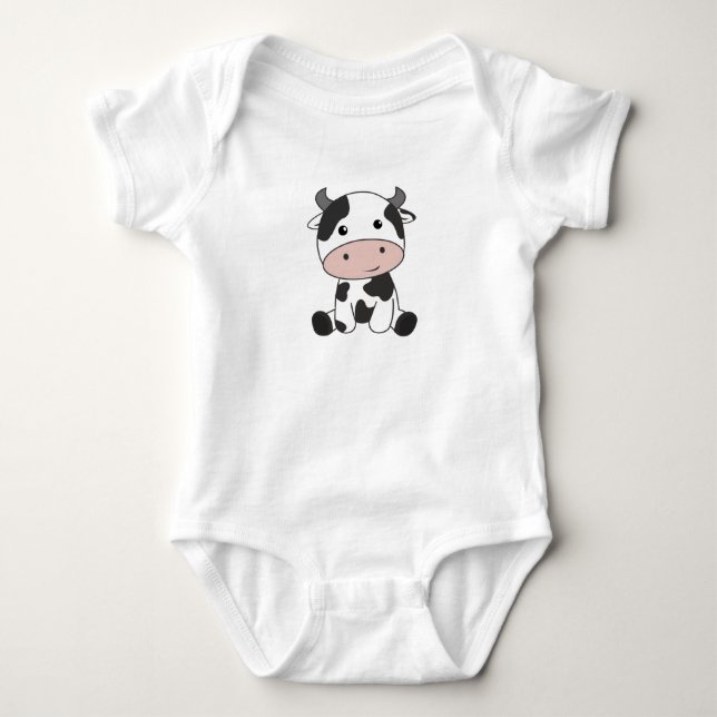 Cow Calf Baby Cows Cow Patches Cute Bodysuit (Front)