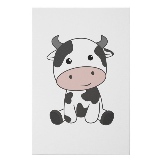 Cow Calf Baby Cows Cow Patches Cute Faux Canvas Print (Front)