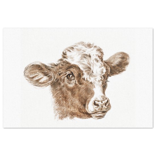 Cow Calf Ephemera Decoupage Vintage Farm Tissue Paper