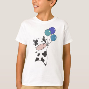 Cow Calf Flies Balloons Cute Animals T-Shirt