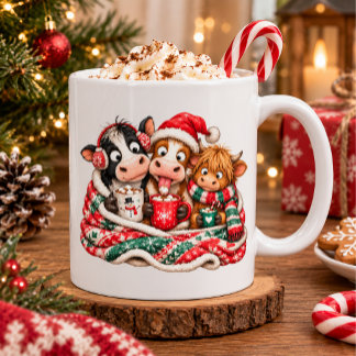 Cow & Calf Hot Cocoa Winter Christmas Design Coffee Mug
