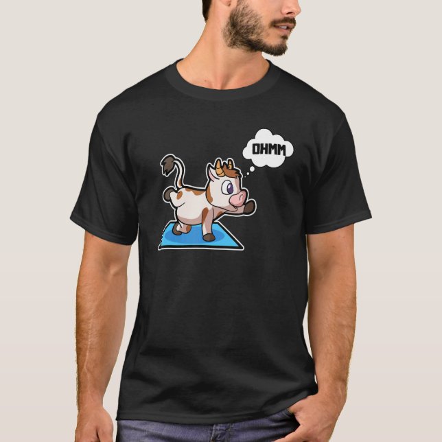 Cow Calf Yoga Poses Sport Gymnastics Ohm Heartbeat T-Shirt (Front)
