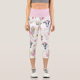 Cow Capris in Mixed Colors Pink Waist