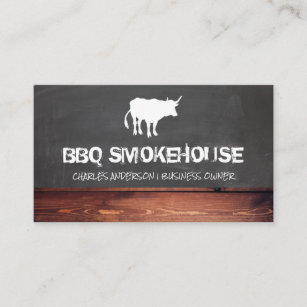 Cow   Chalkboard and Wood Background Business Card