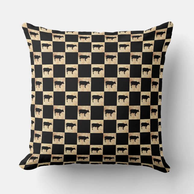 COW CHECK PATTERN THROW PILLOW (Front)