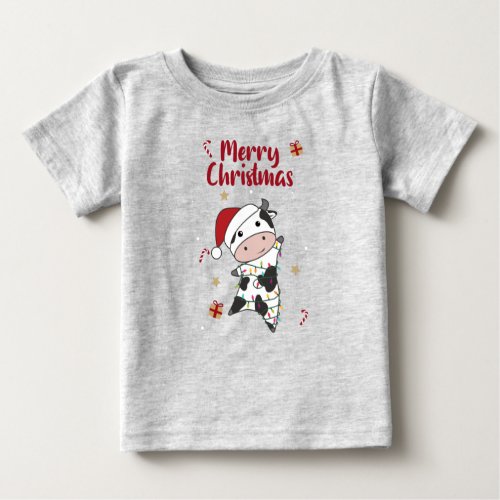 Cow Cheerful Christmas Winter Animals Cows Adult C Baby T_Shirt