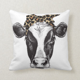 Cow Cheetah Print Throw Pillow