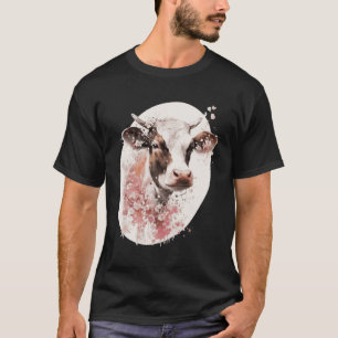 Cow Cherry Blossom Japanese Sakura Watercolor Farm T-Shirt