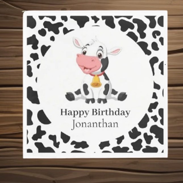   Cow Child's Birthday Napkins (Make your child's birthday unforgettable with our exciting Cow Birthday theme!)