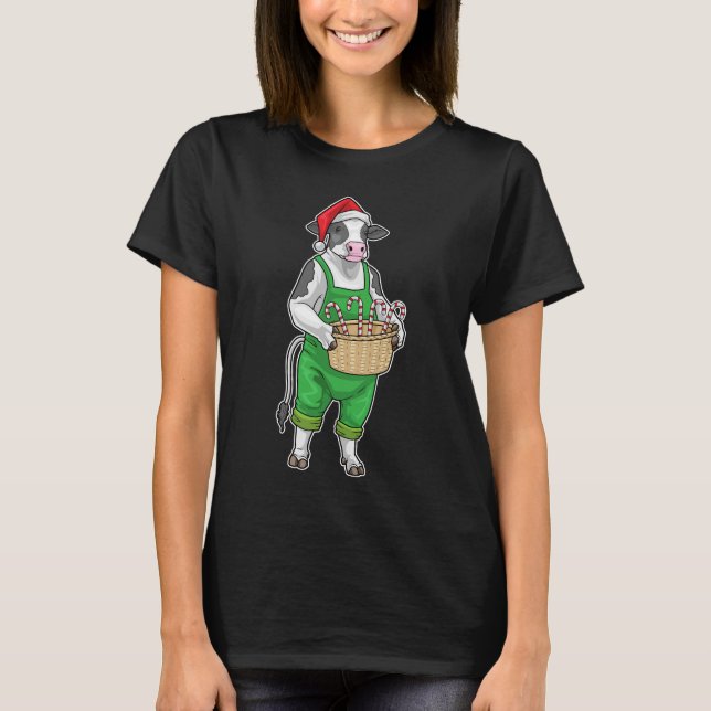 Cow Christmas Candy cane T-Shirt (Front)