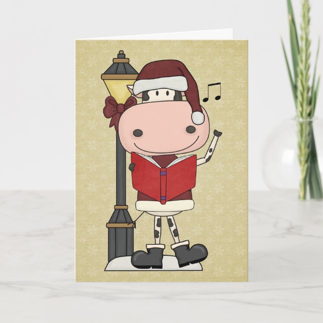 Cow Christmas Carols - Western Holiday Card (Front)
