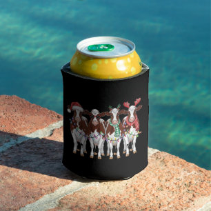 Cow Christmas Cow Lover Gift Holiday Farm Can Cooler