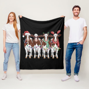 Cow Christmas Cow Lover Gift Holiday Farm Fleece Blanket
