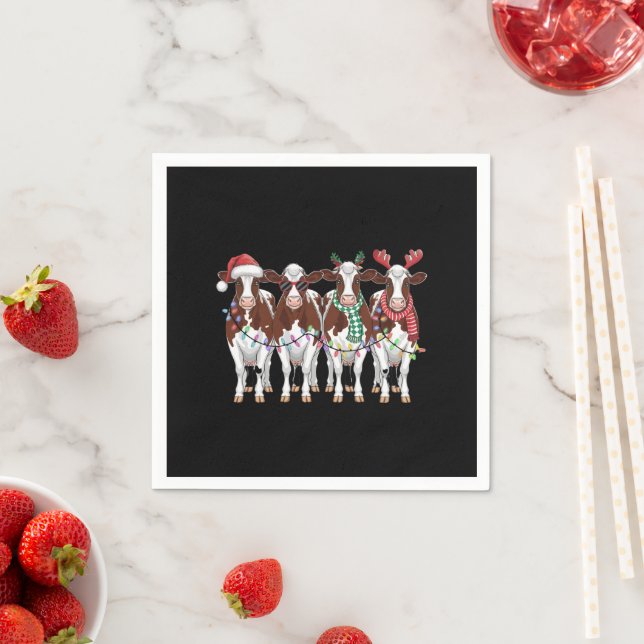 Cow Christmas Cow Lover Gift Holiday Farm  Napkins (Insitu)