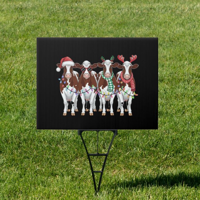 Cow Christmas Cow Lover Gift Holiday Farm  Sign (Insitu)