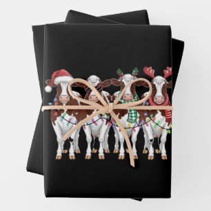 Cow Christmas Cow Lover Gift Holiday Farm  Wrapping Paper Sheets