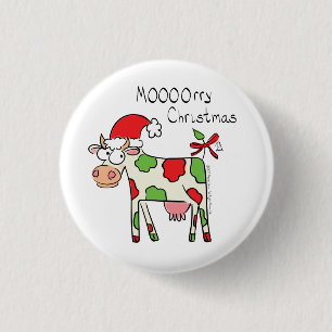 Cow Christmas Cute Kids Button